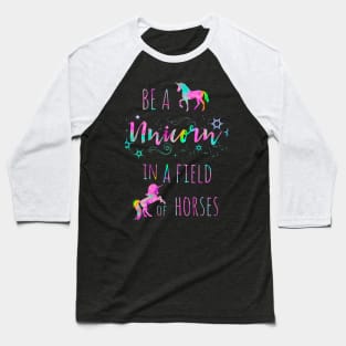 Be A Unicorn In A Field Of Horse Watercolor Painting 2 Baseball T-Shirt